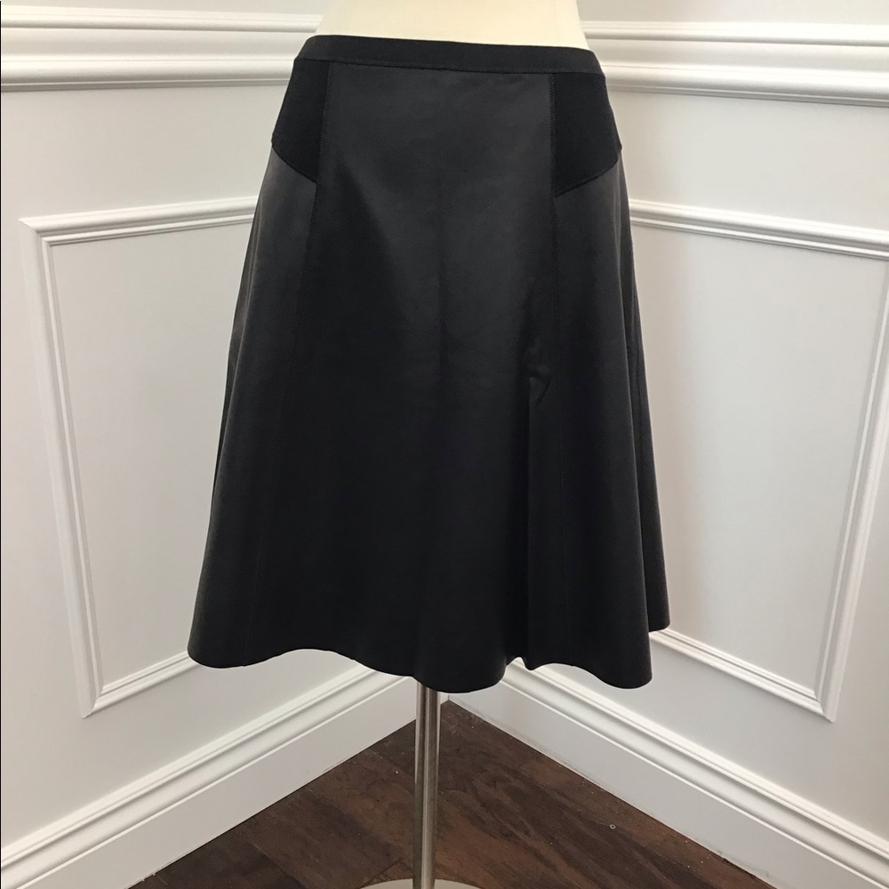 NWT Elie Tahari “Natasha” black leather midi fall skirt